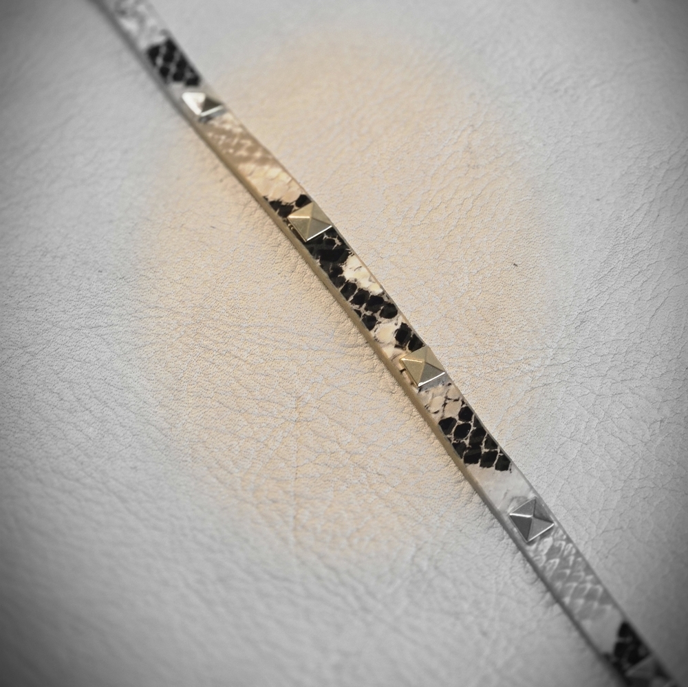 Hatband Faux Snake And Brass Spots 23" Width Is 3/8" - Picture 2 of 4